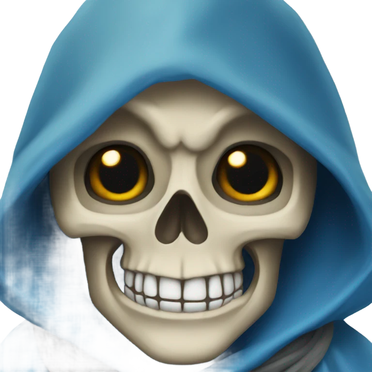 skull wearing blue hood and cloak emoji