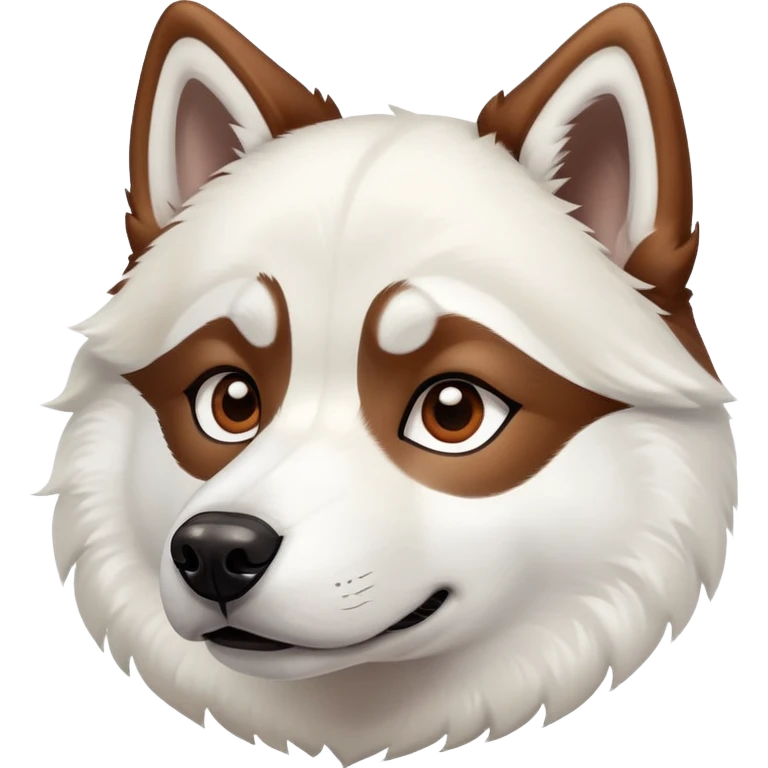 White with brown mixed in husky dog with pointy ears emoji
