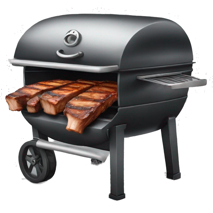 a big old black grill with pork ribs on it emoji