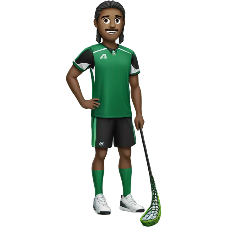 Green black lacrosse coach with stick  emoji