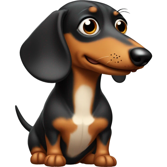 wiener dog with its head turned to the side and giving a side eye emoji