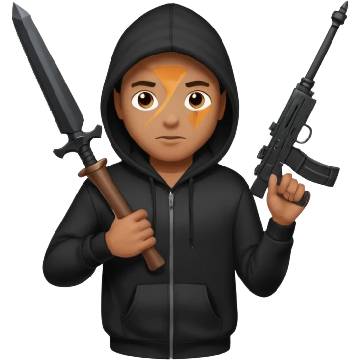 Hombre con capucha negra y arma emoji
