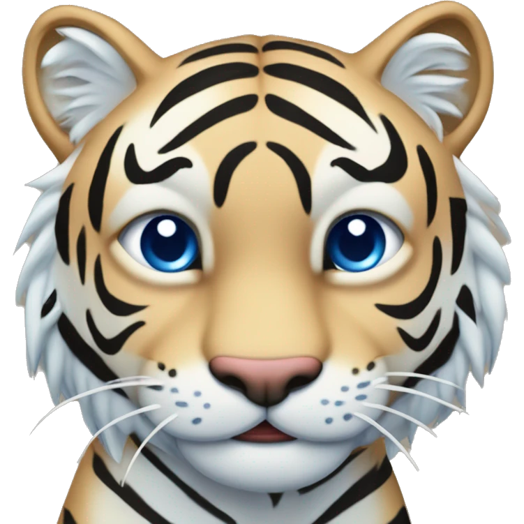 creame un tigre con rayas azul saltando a la derecha emoji
