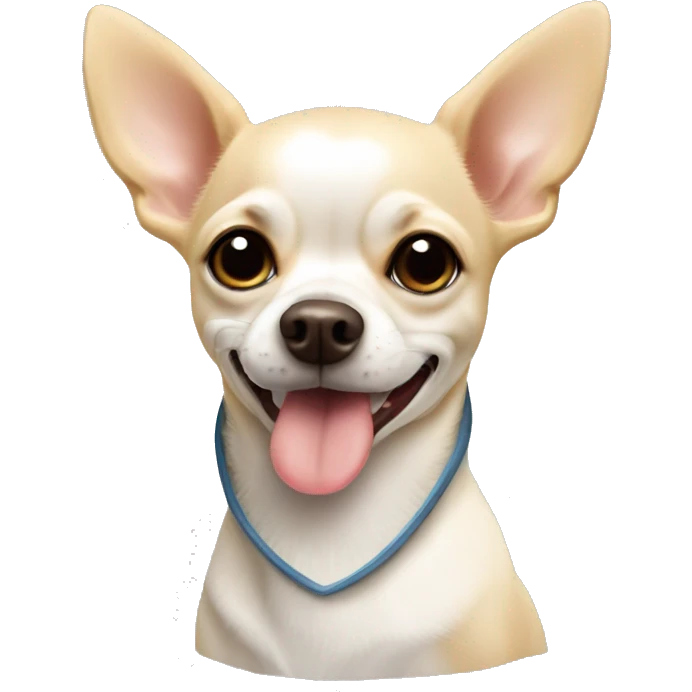 cream chihuahua wearing vet cone emoji