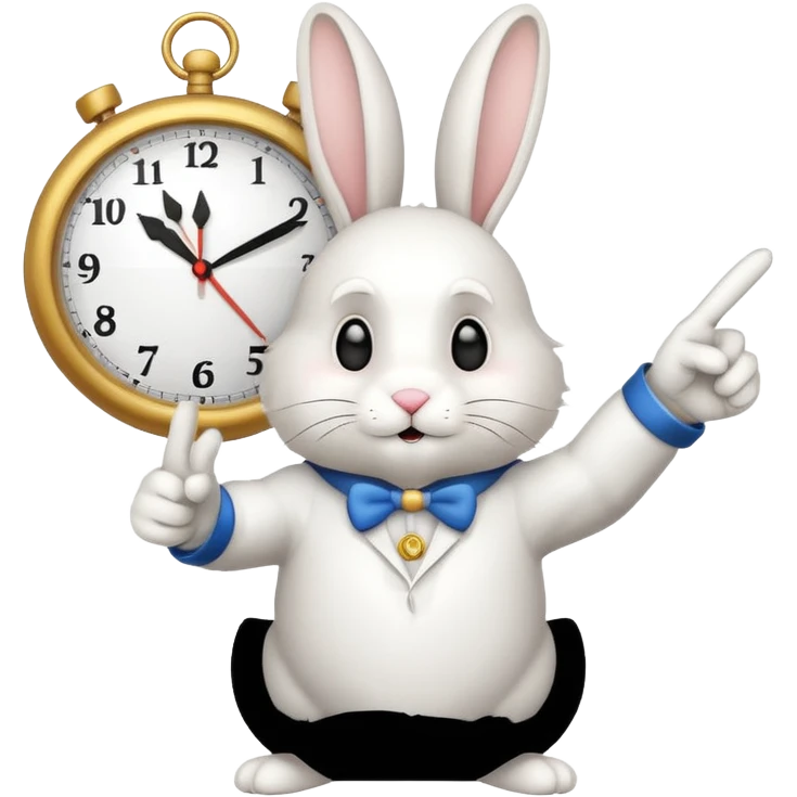rabbit pointint time on clock  emoji