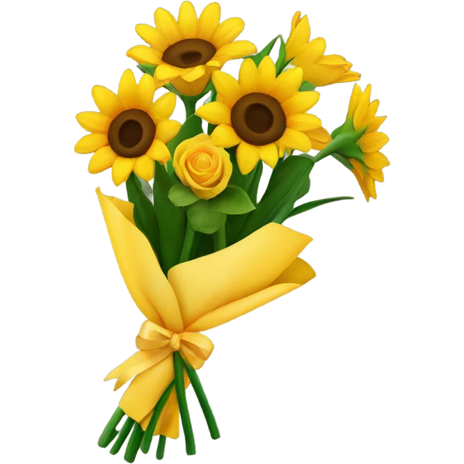 A bouquet of sunflowers, yellow roses, yellow tulips emoji