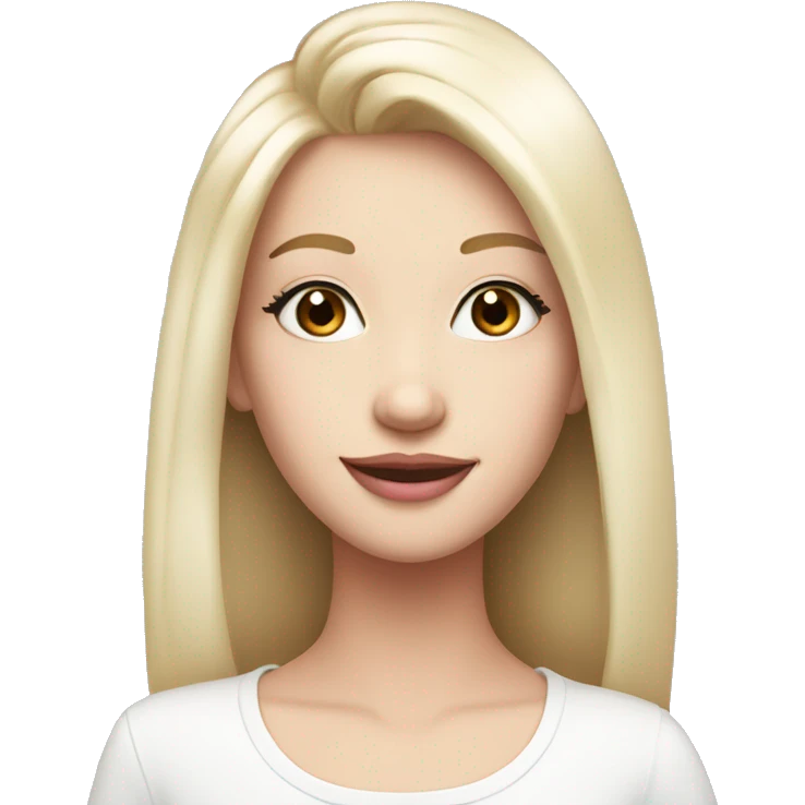 Girl with very Long lashes, white skin and pink lips, smiling emoji