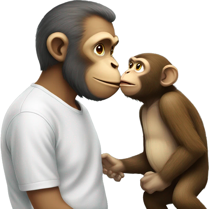 monkey getting  kiss by daddy  emoji