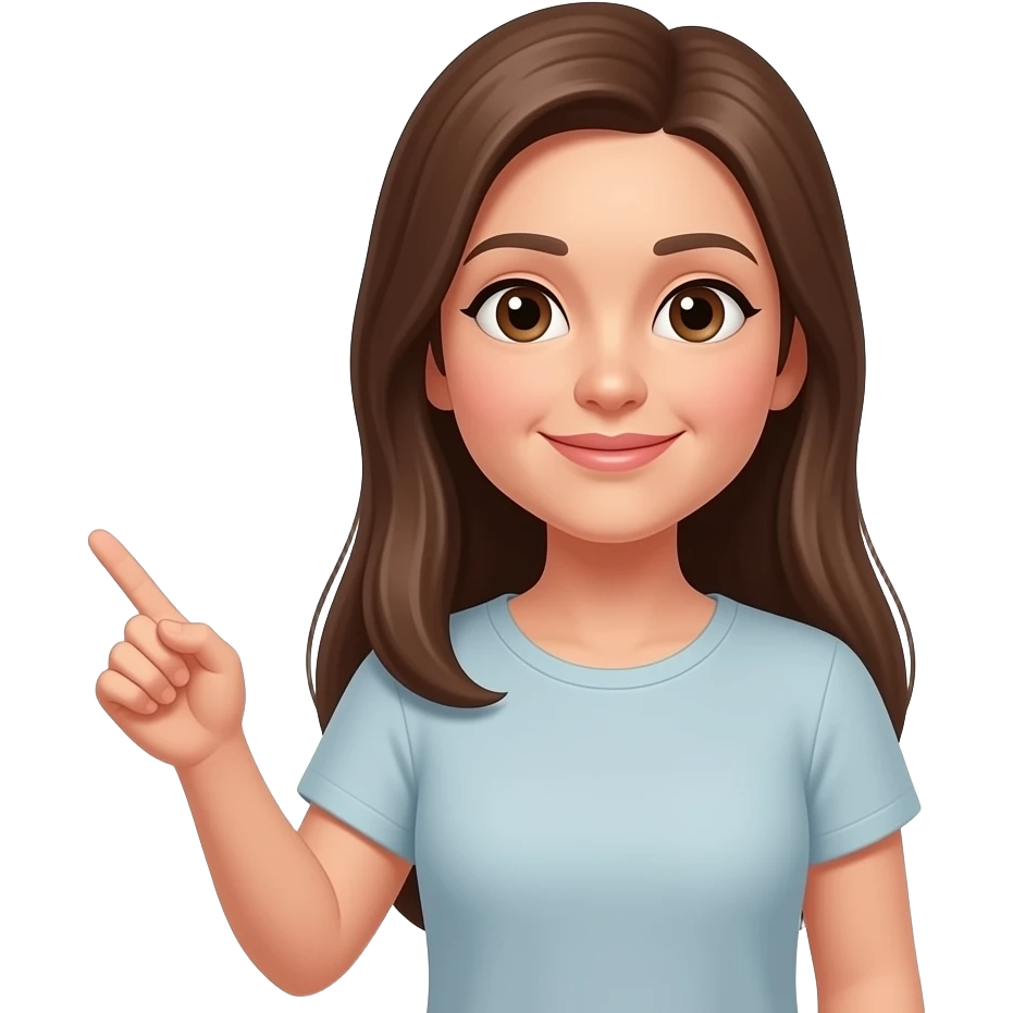 long straight brown  hair female 50 years old brown eyes wearing a tshirt  teaching students emoji