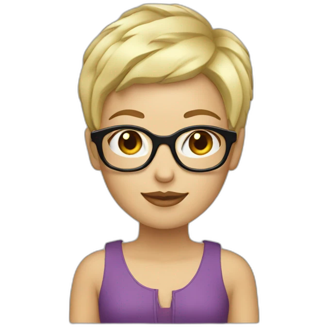 Blond woman with pixie haircut and glasses emoji