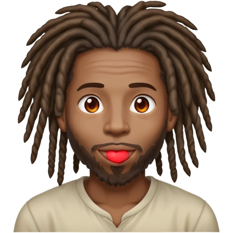A black man with dreads with heart eyes and a bram out of his mouth emoji