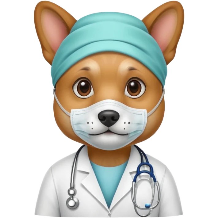 doctor dog wearing medical mask emoji