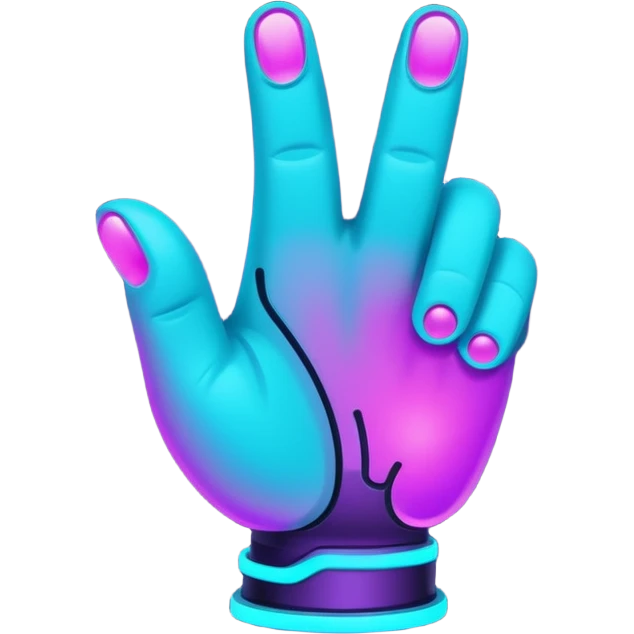 futuristic glowing thumbs down, neon purple and cyan glow, dark background, digital tech style
 emoji