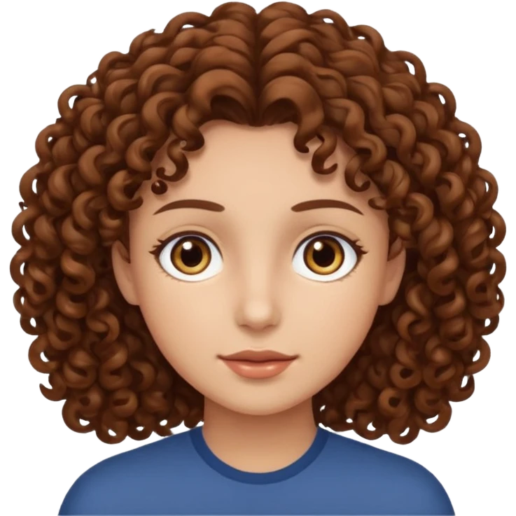 Cabelo cacheado castanhos, olhos castanhos emoji