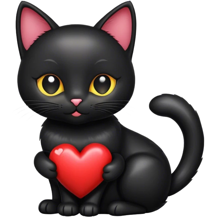 black cat  with heart emoji