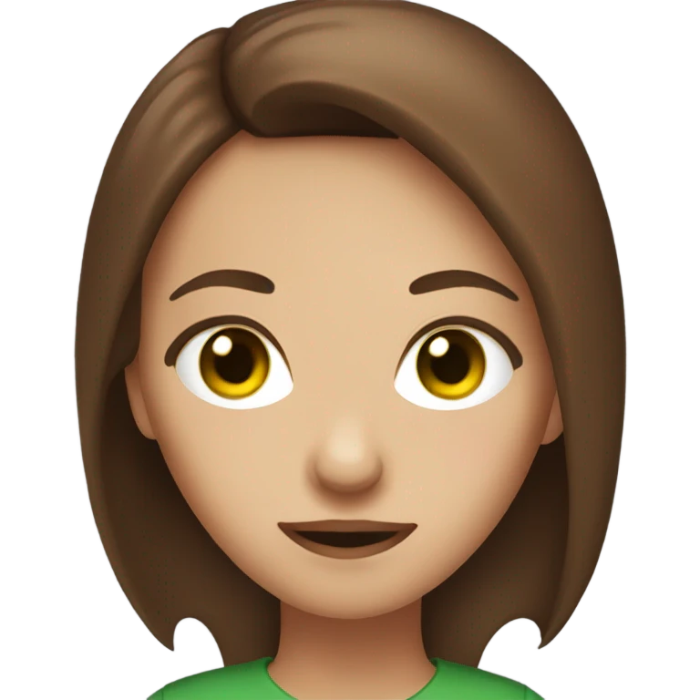  girl with brown hair and green eyes and red devil horns emoji