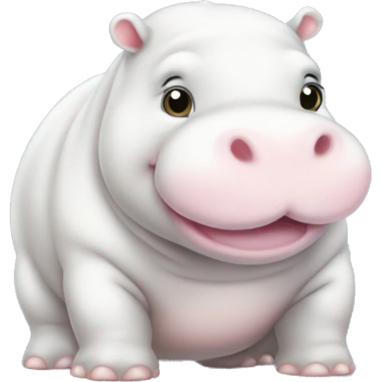 chubby white baby hippo with a belly emoji