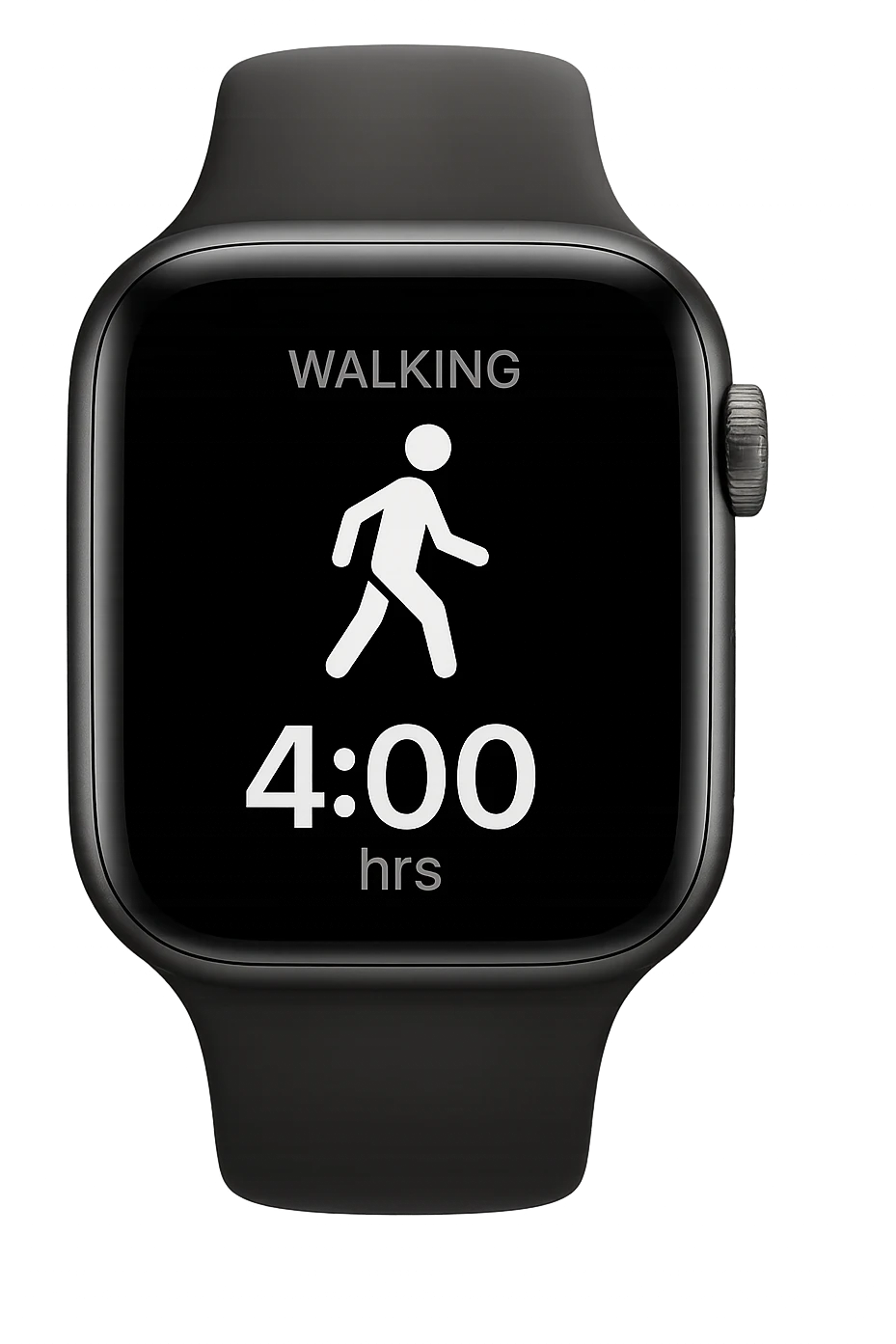 smartwatch con modalità attiva di camminata che segna 4 ore di camminata, REALISTICA 4K emoji