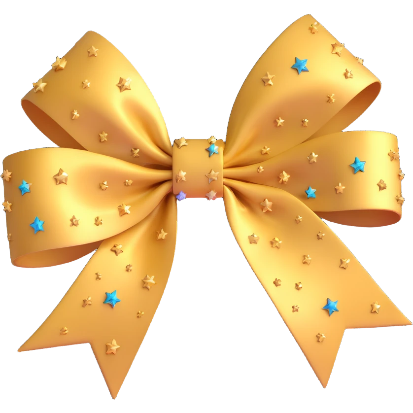 sparkly gold bow with stars emoji