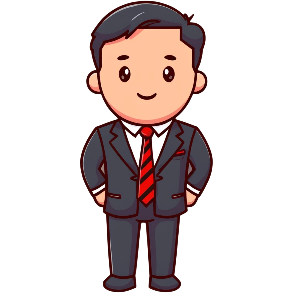 man wearing a suit with black horizontal stripes and a red tie emoji