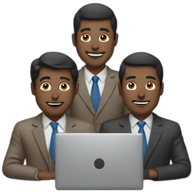 three men with a laptop emoji