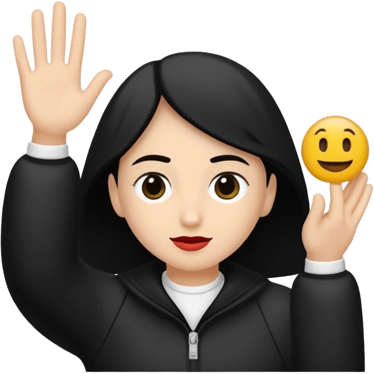 vull un perosnatge estil bimoji que sigui com una nimfa bella i fantasmal amb túniques blanques. Té la pell literalments blanca com el guix, cabell platejat, un nas llarg, ulls negres grans i llavis carmesí. que estigui somrient sense arrecades  emoji