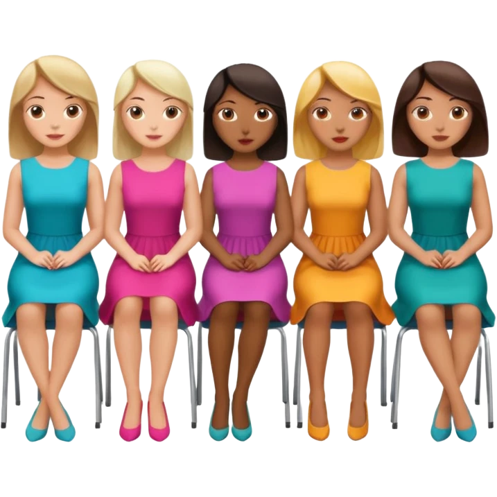 appreance of 6 woman sitting each chair from behind  emoji