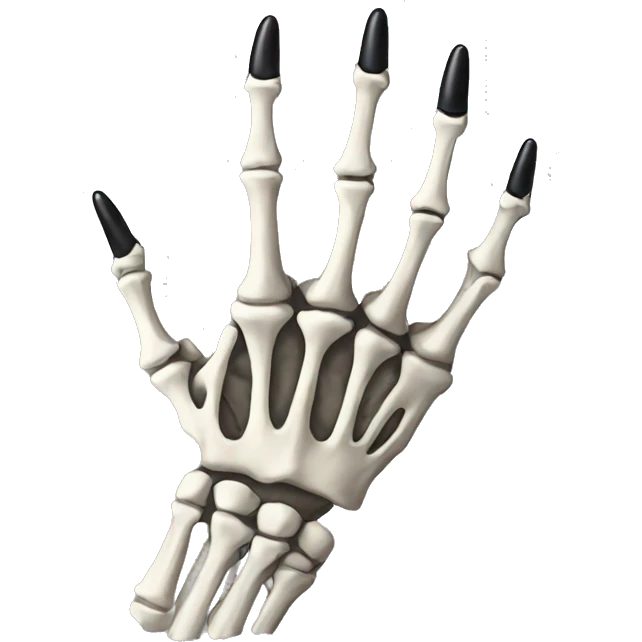 skeleton hand with long black nails emoji