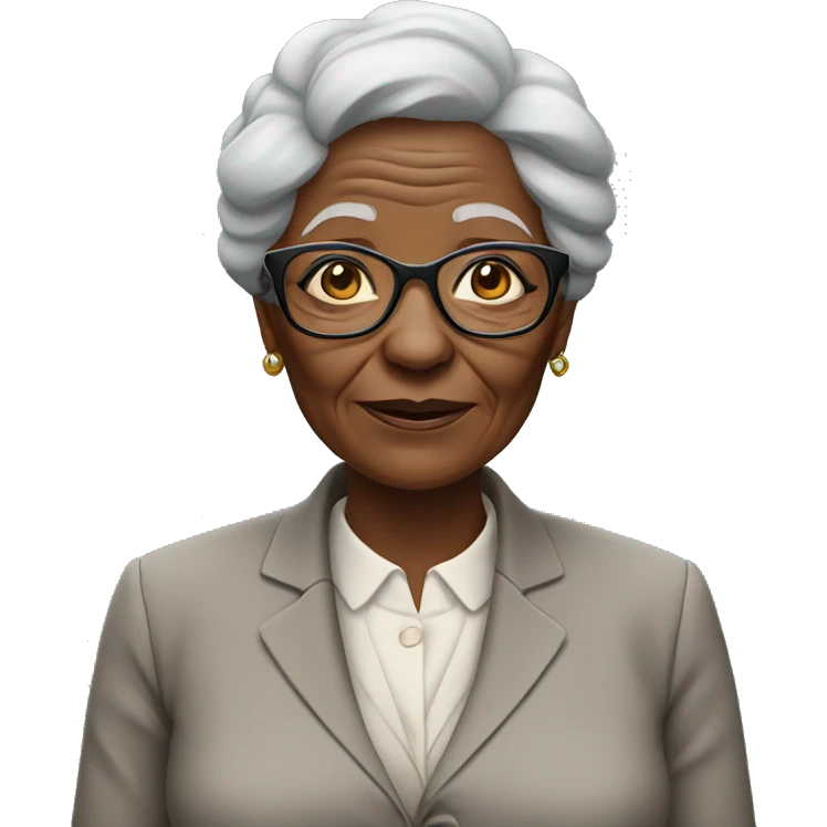 An  elderly  African  woman  with  glasses  and  wrinkles,  dressed  in  a  suit. emoji