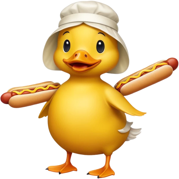Duck dressed as a hotdog emoji