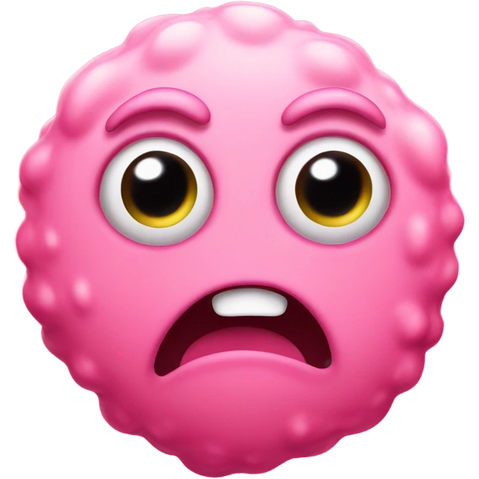 Flustered big eye pink blob with blush and a very angry expression emoji