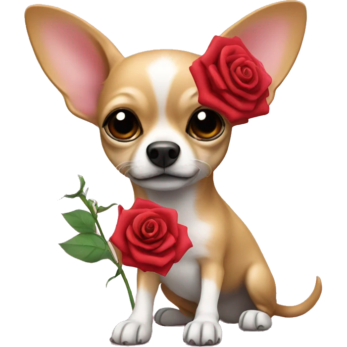 Chihuahua holding a rose emoji