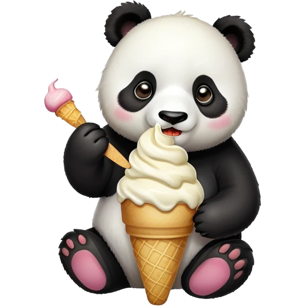 Panda eating ice cream emoji
