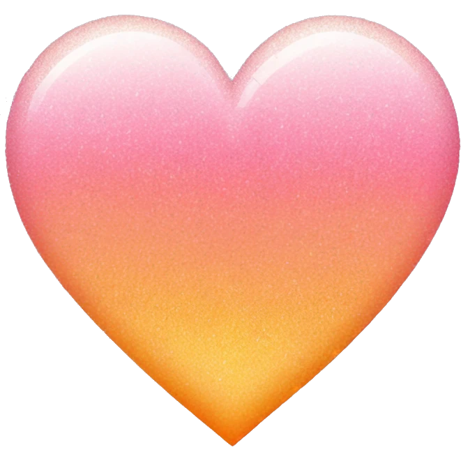 Glittery pastel pink and orange ombré heart  emoji