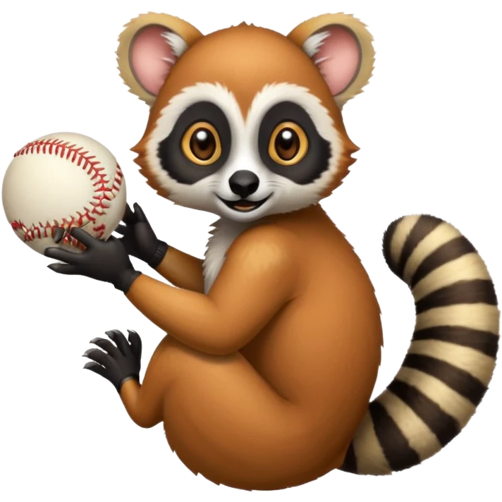 Lemur catching a baseball emoji