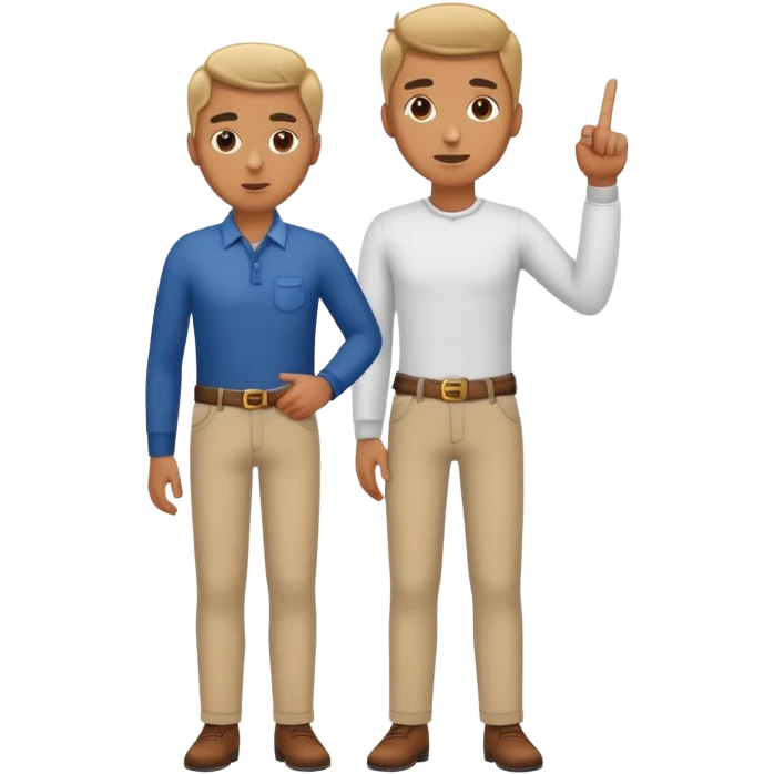 man standing up with a finger going out of his pant under his belt emoji