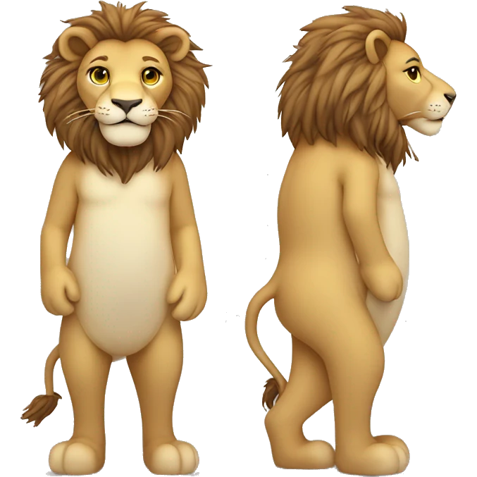 whole body of lion in jellycat style (standing and two sides) emoji