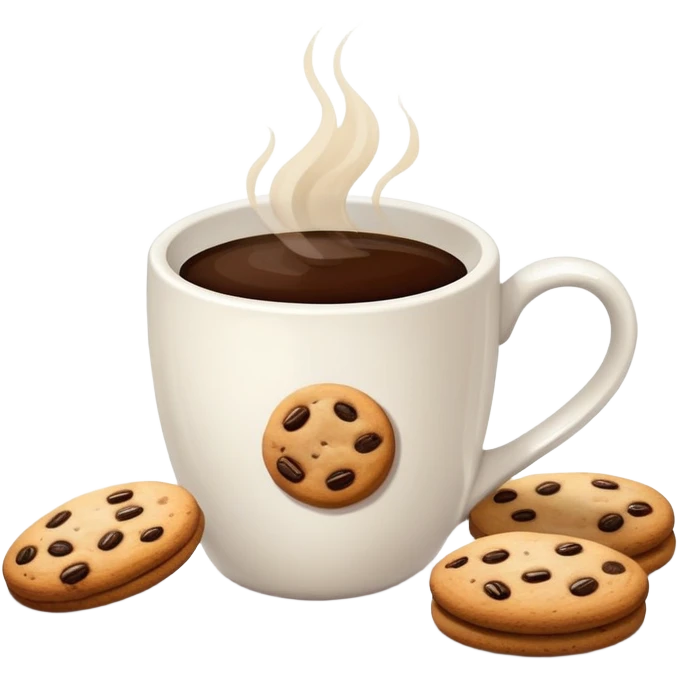 Coffee mug with coffee and cookies emoji