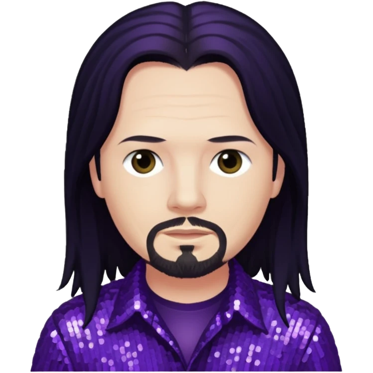 Jonathan Davis with long black hair, purple sequin shirt emoji