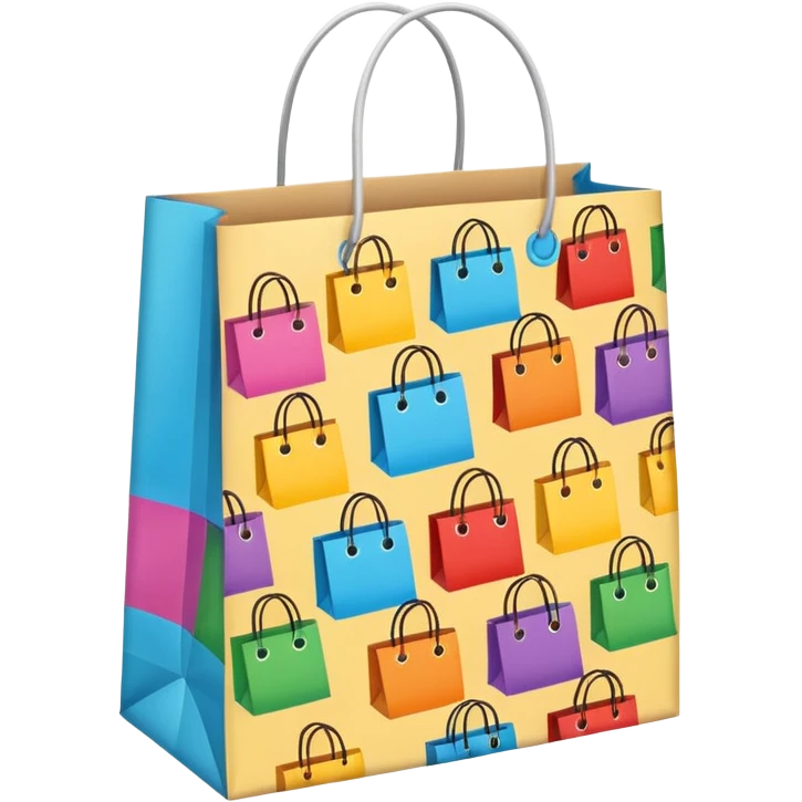 A shopping bag with assorted items inside, bright and cheerful. emoji