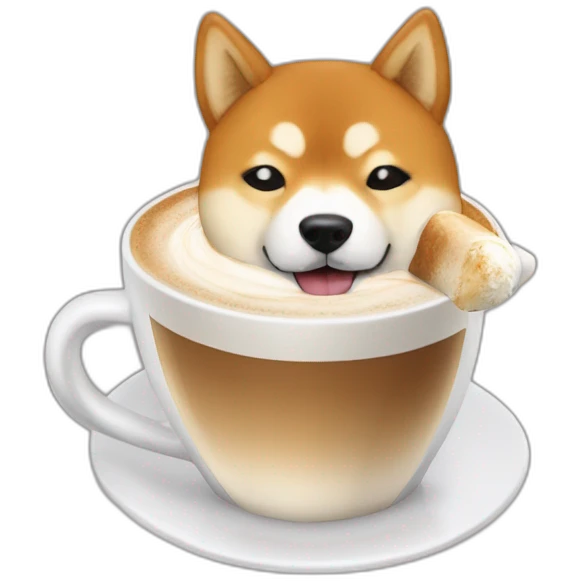 Shiba inu drinking a cappucino emoji