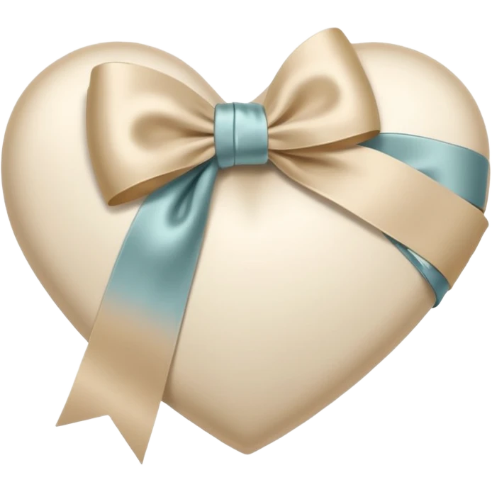 white heart with beige bow, bow on side emoji