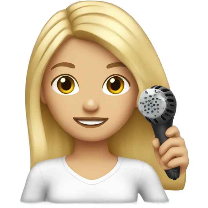 girl with blonde hair blow drying it  emoji