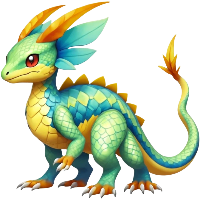 cool exotic fantasy-creature-Fakémon-Pokémon, full body, with markings emoji