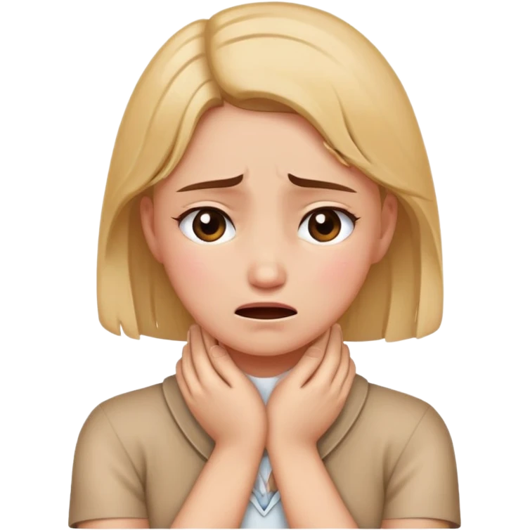 Girl with hands crossed holding neck crying  emoji