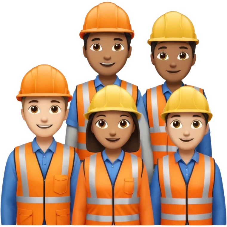 group of multiracial railway engineers emoji