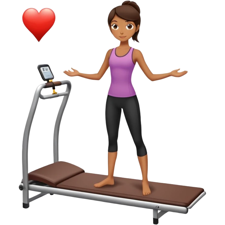 Skinny & beautiful girl with dark brown hair standing on a Pilates map emoji
