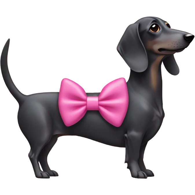 Sausage dog wearing a pink bow emoji