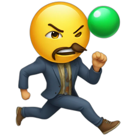 man with beard kicking virus as ball emoji