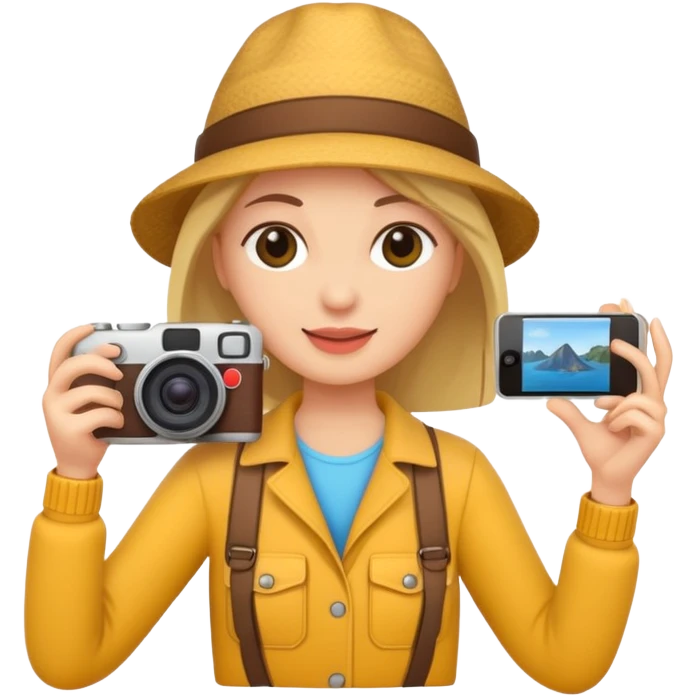 tourist woman holding camera emoji